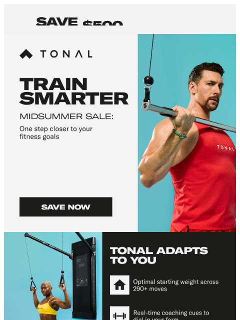 tonal newsletter: Save $500 on Tonal
