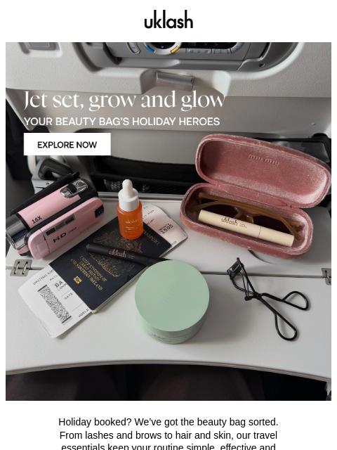uklash newsletter: Pack light, glow big ✨✈️