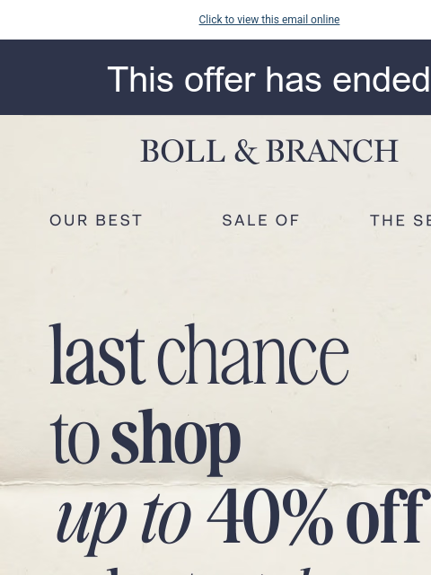 bollandbranch newsletter: 🚨 Final minutes for our best sale of the season