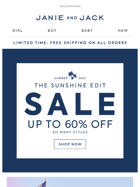 janieandjack newsletter: Free shipping, just for you