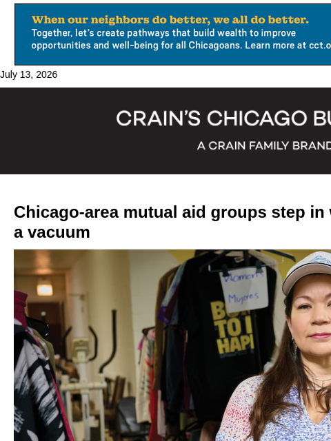 crainalerts newsletter: ​Chicago's mutual aid movement grows​