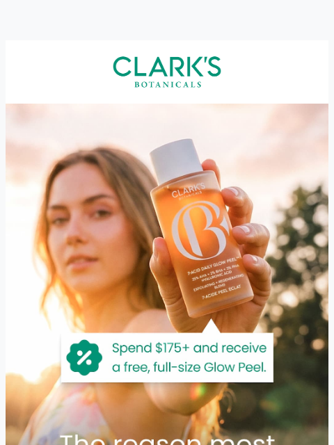 clarksbotanicals newsletter: A full-size Glow Peel, on us