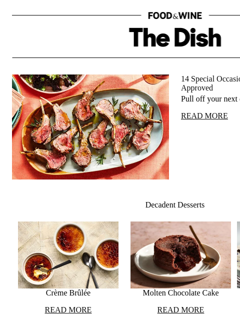 foodandwine newsletter: 14 Special Occasion Dishes That Are Chef-Approved