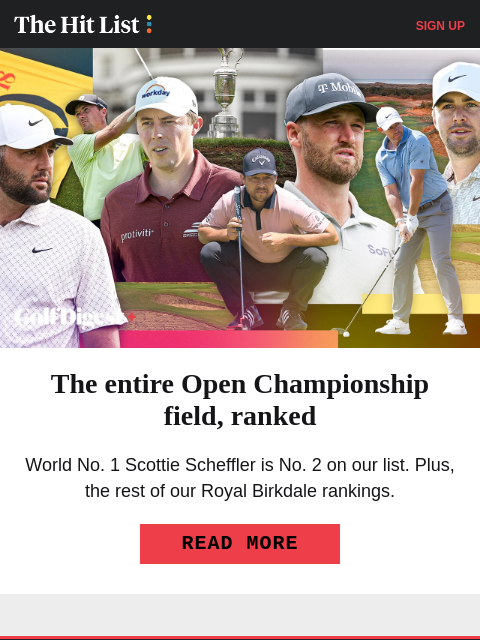 golfdigest newsletter: The Open Championship field, ranked