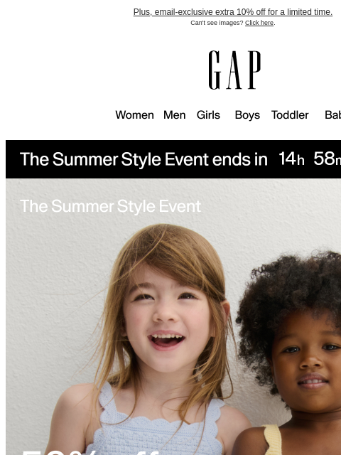 gap newsletter: Inside: 50% off awaits at the Summer Style Event