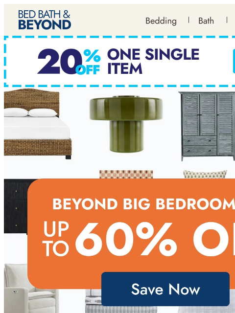 bedbathandbeyond newsletter: Everything your bedroom needs, up to 60% off