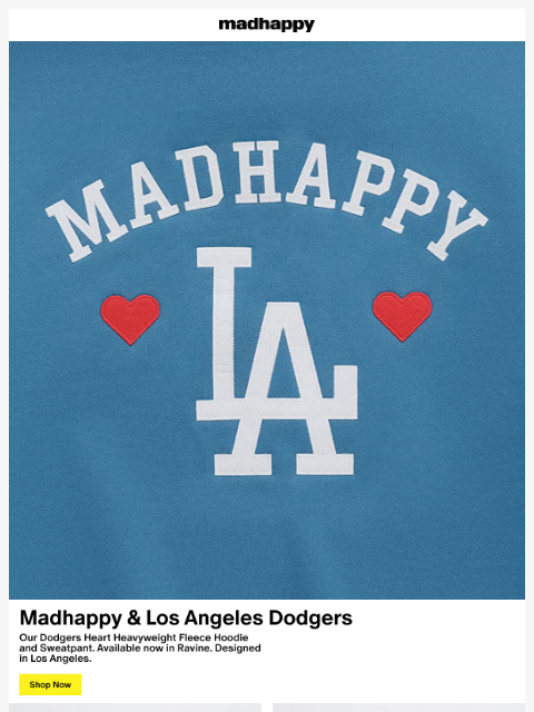 madhappy newsletter: Dodgers Heart Fleece Set ⚾