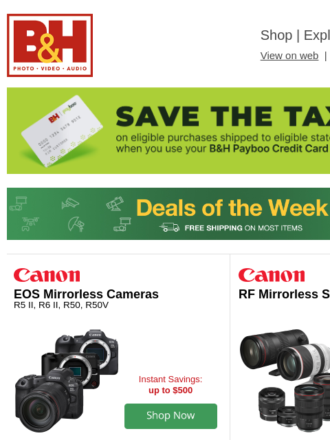 bhphotovideo newsletter: Live Now: Deals on Canon, Dell, HP, LG & more!