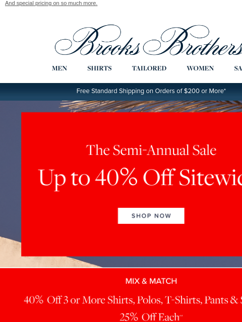 brooksbrothers newsletter: The Semi-Annual Sale: Up to 40% off sitewide