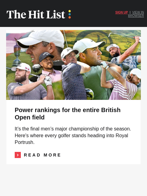golfdigest newsletter: Two-time Open champ WDs