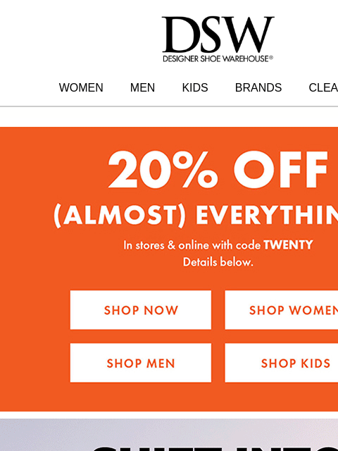 dsw newsletter: [INSIDE] 20% off!