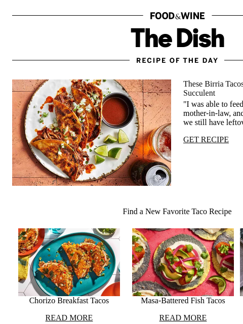 foodandwine newsletter: Birria Tacos