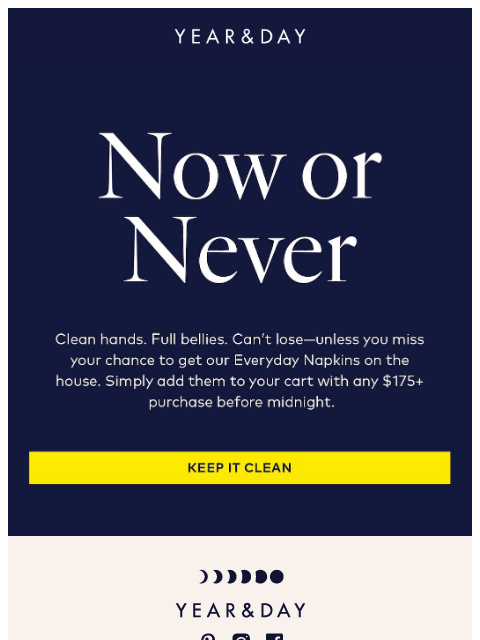 yearandday newsletter: Last call for FREE napkins!