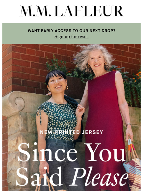 mmlafleur newsletter: BACK IN STOCK: Printed Jersey