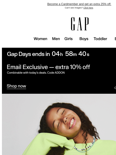 gap newsletter: This is your final call for 50% off
