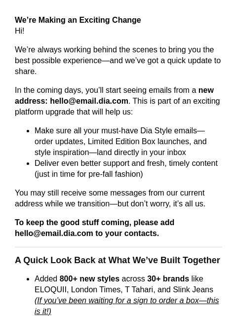 dia newsletter: We’re Making an Exciting Change (Here’s What to Ex...