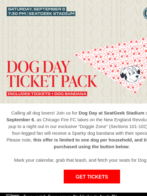 chicagofirefc newsletter: 🐶 Bring Your Pup to the Pitch on September 6!