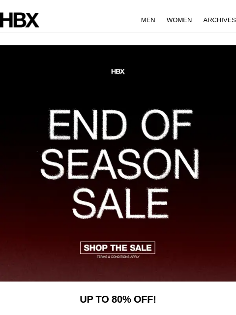 hbx newsletter: Up to 80% Off
