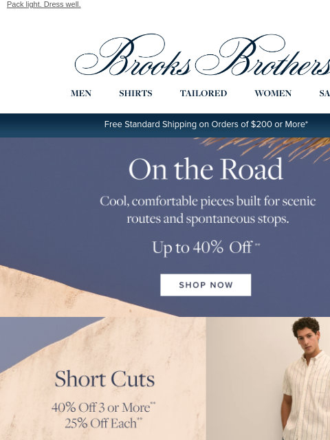 brooksbrothers newsletter: The road trip roundup—up to 40% off