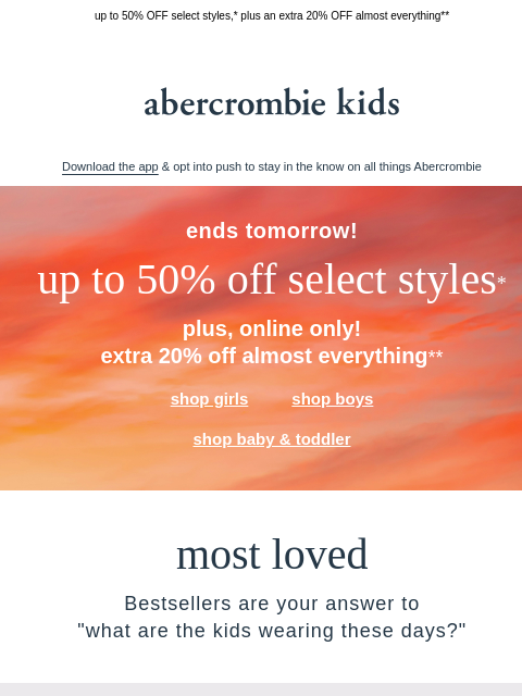 abercrombie newsletter: ends TOMORROW: final days of summer sale