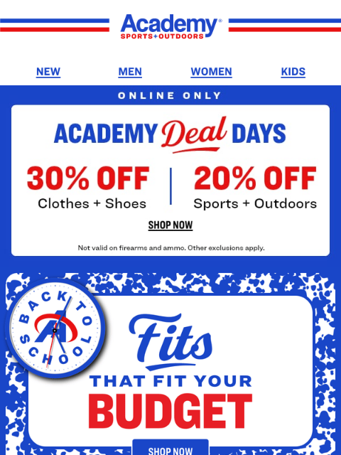 academy newsletter: Overtime Starts Now: 30% OFF Clothes + Shoes Onlin...