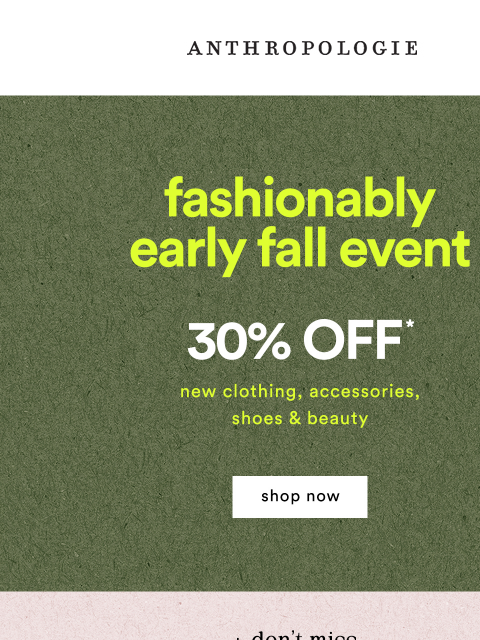 anthropologie newsletter: 30% OFF PAIGE, HydroJug + more