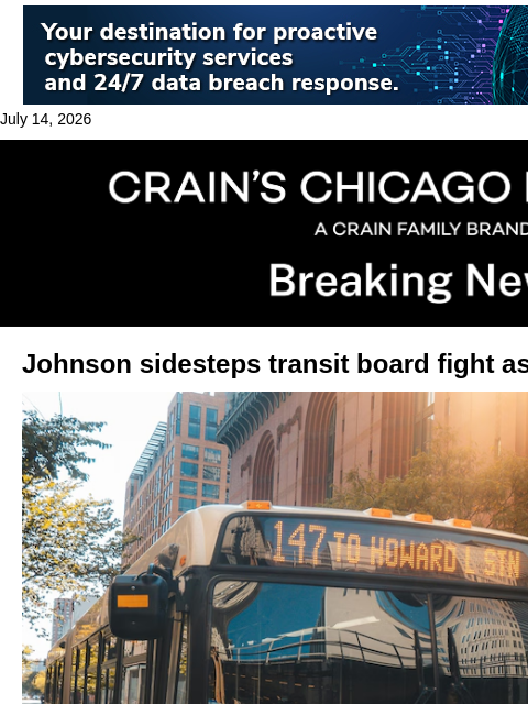 crainalerts newsletter: Johnson sidesteps transit board fight as nominees ...