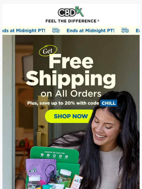 cbdfx newsletter: Free Shipping Day ends soon! 🕰️