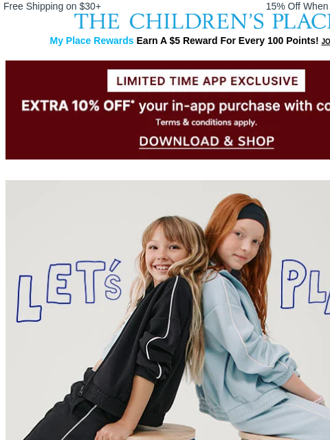 childrensplace newsletter: Ready, Set, School! Active Arrivals 30% Off + Extr...