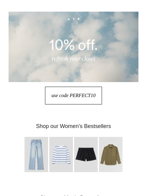 ayr newsletter: 10% off for a limited time