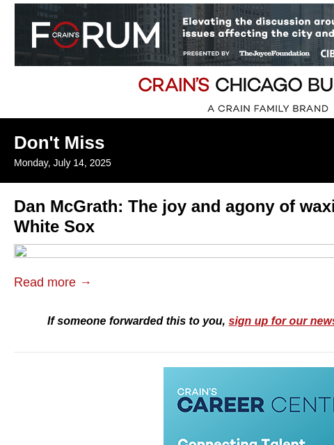 crainalerts newsletter: The joy and agony of '05 White Sox nostalgia