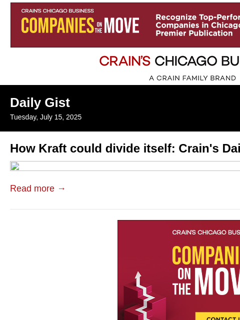 crainalerts newsletter: How Kraft could divide itself: Crain's Daily Gist ...