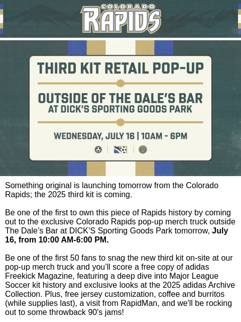 thecoloradorapids newsletter: Something Original Drops TOMORROW!