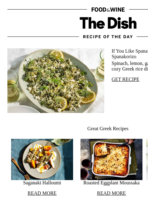 foodandwine newsletter: Spanakorizo