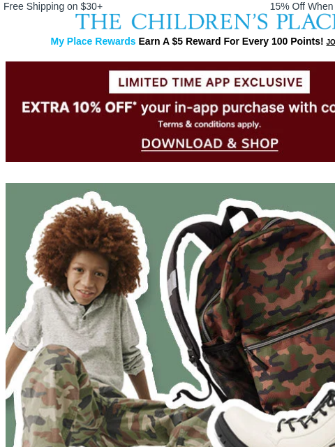 childrensplace newsletter: Trending Now: Camo in Soft Neutrals + Bold Prints