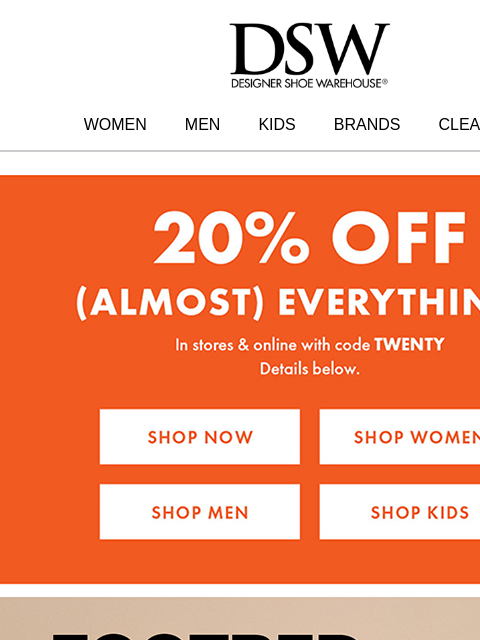 dsw newsletter: Hot deal: 20% off!