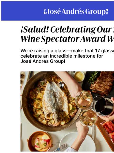 joseandres newsletter: Celebrate Our 2025 Wine Spectator Award Winners