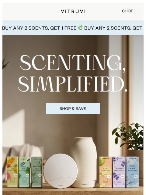 vitruvi newsletter: Buy 2 Scents, Get 1 FREE 🌞
