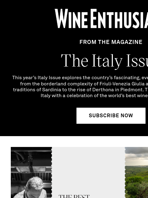 wineenthusiast newsletter: Italy's Best Kept Wine Travel Secret