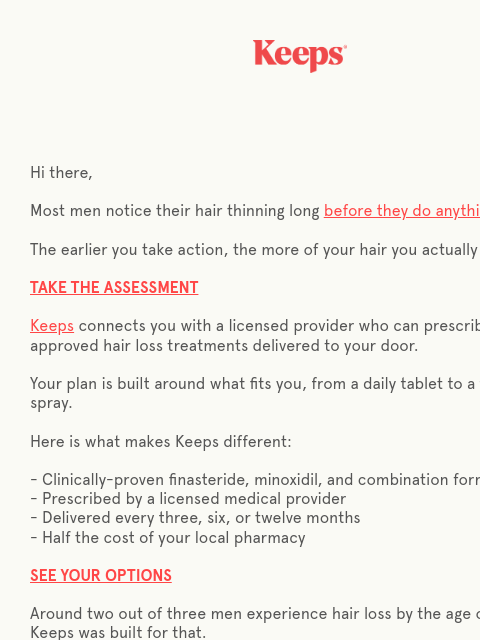 keeps newsletter: Stop hair loss before it spreads