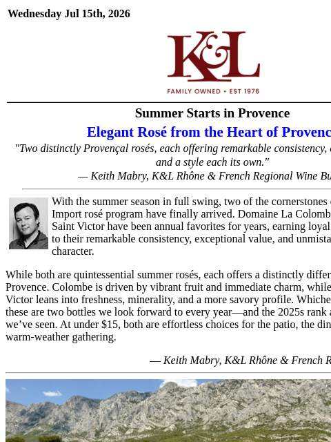 klwines newsletter: Provence Rosé from Just $13.99