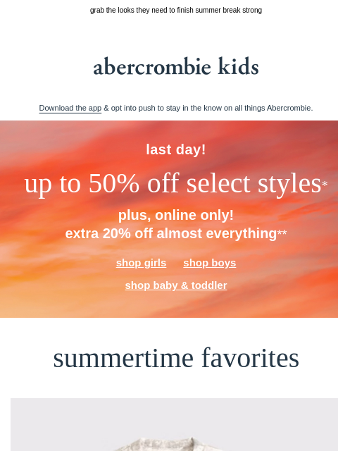 abercrombie newsletter: the sun is setting on our latest sale