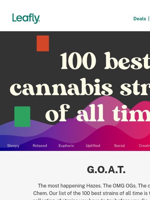 leafly newsletter: The 100 best strains of all time 👑