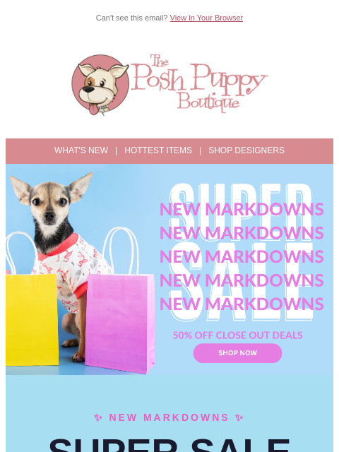 poshpuppyboutique newsletter: 50% Off Markdowns Are Here — No Code Needed 🏷️