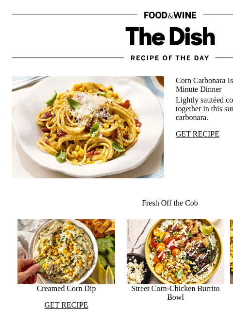 foodandwine newsletter: Corn Carbonara