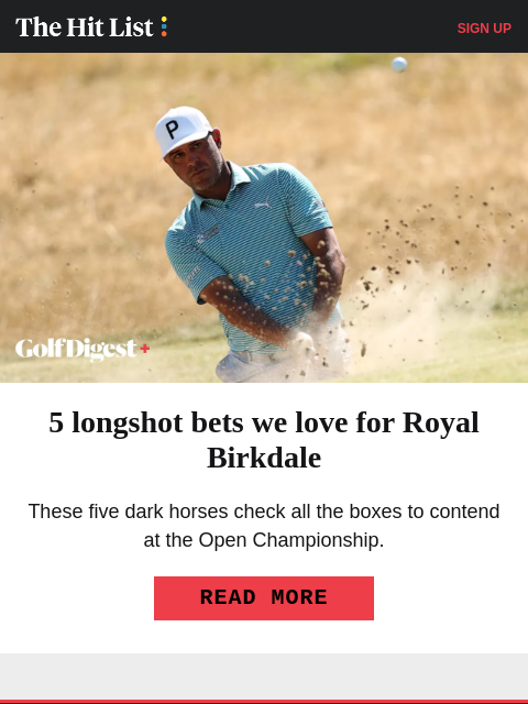 golfdigest newsletter: 5 longshot bets we love for the Open