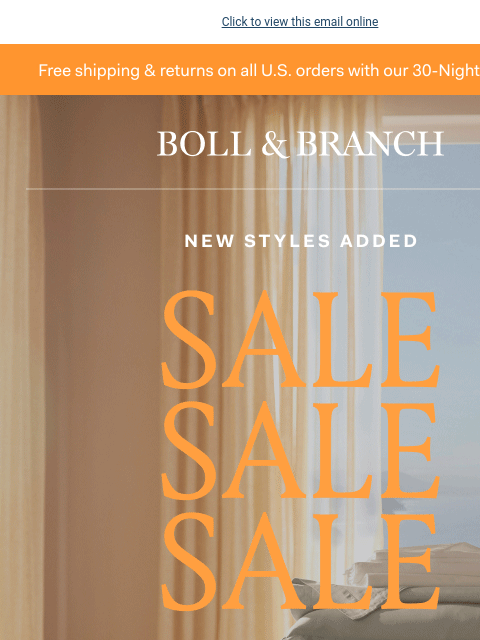 No more minimum spend! Click to view this email online Free shipping & returns on all US orders with our 30-Night Guarantee NEW STYLES ADDED SALE SALE SALE Up to 40% off No minimum purchase