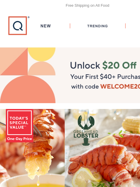 qvcemail newsletter: Best of Maine: Lobster Tails + Get $20 Off