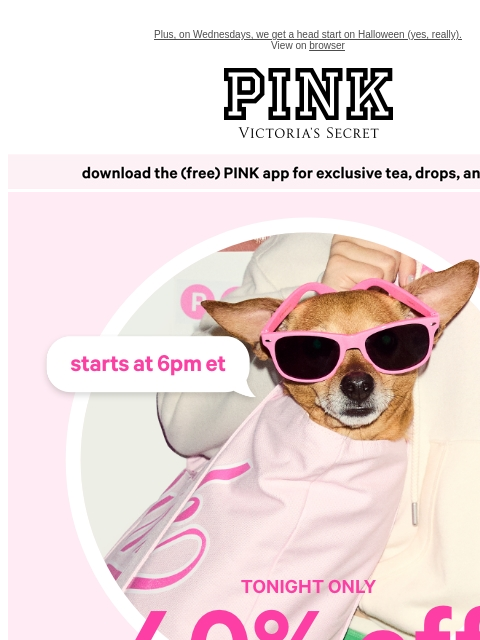 vspink newsletter: 🎤 40% OFF TONIGHT @ 6PM *mic drop*