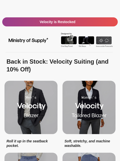 ministryofsupply newsletter: Finally: Velocity is Here.